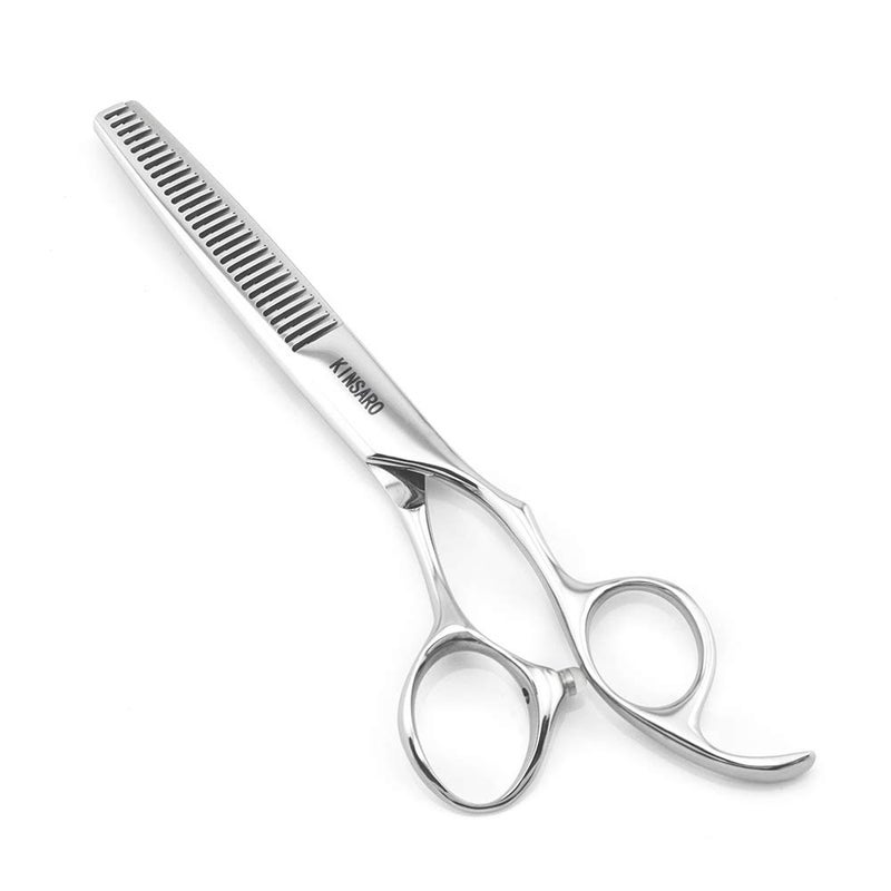 KINSARO 5.5" Hair Thinning Scissors Barber Scissors Professional Sharp Hairdresser Hair Thinning Shears 28 Teeth 440C Silvery Convex Edge Blade Blind Hole KINSARO for Hairdresser Barber or Home Use - Image 1